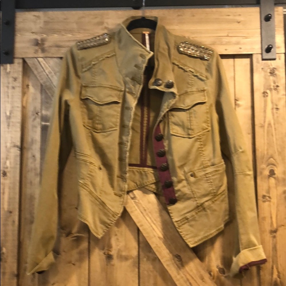 Free people tan blazer with embellishments